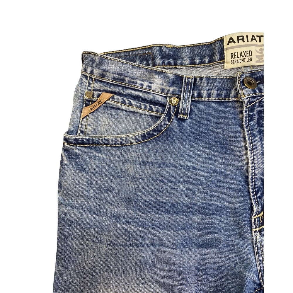 Ariat M4 Relaxed Straight Leg Jeans Mens 38x32 Denim Blue Workwear Western - Picture 5 of 12